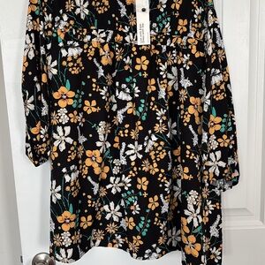 BloomChic Black and Orange Floral Blouse
